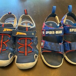 2 pair of used boys Spider-Man sandals. Both pair’s are 25